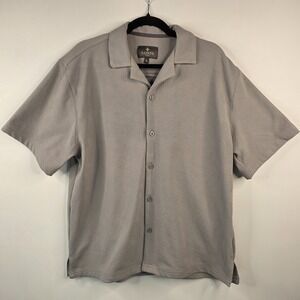 Saints Studio Men's Short Sleeve Shirt Sz L  Gray Textured Gray Button Up Resort